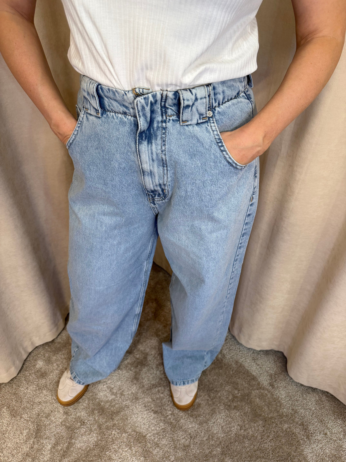 Denim wide-leg nohavice