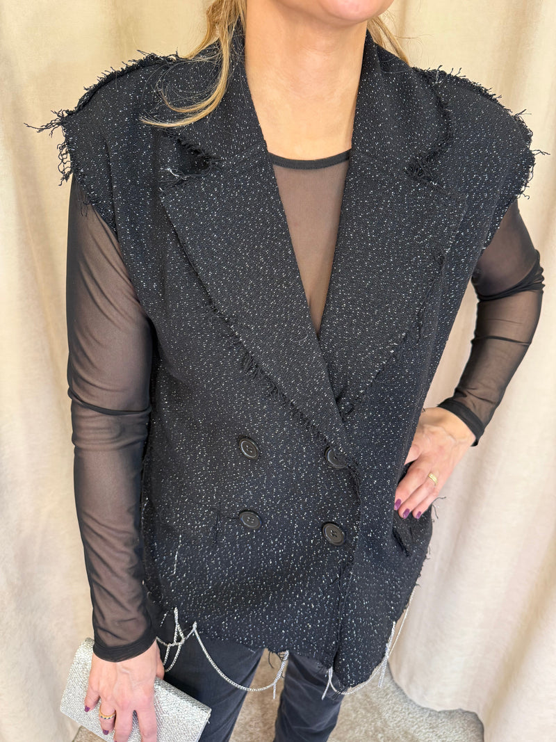 Čierna tweedová vesta
